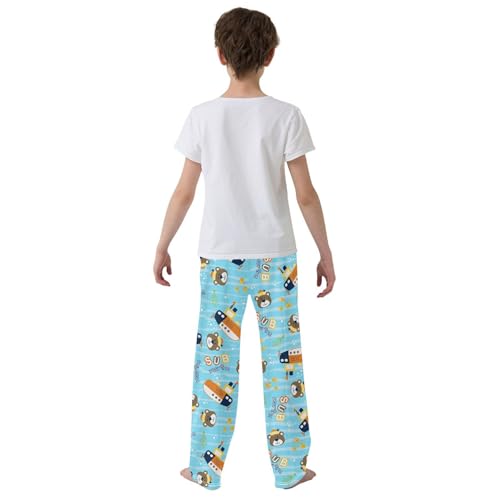 ZZXXB Submarine and Bear Boys Long Pants Soft Trousers Elastic Waist Kids Lounge Bottoms with Pockets S-XL3