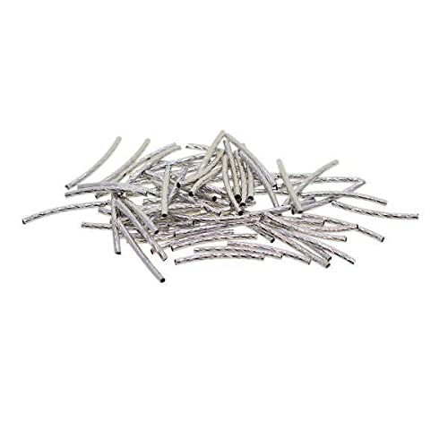 SNAPPSY 2x50 Piece Engraved Curved Tube Noodle Beads Jewelry Making 25x2mm Silver-picture-16