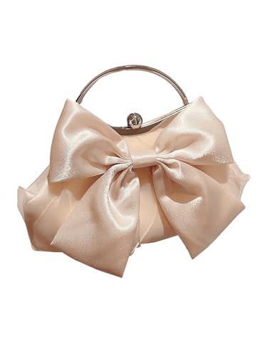 Image of Verdusa Women's Bowknot Evening Bag Ruched Clutch Purse Party Handbag with Chain Strap