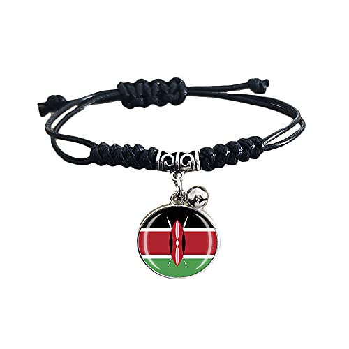Wedare Souvenir Kenya Flag Braided Bracelet Adjustable Nylon Chain Crystal Wristband Souvenir,Fashion Handmade Bracelet For Man & Woman Special Day's Gift