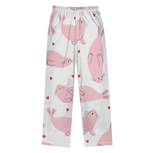 Cartoon Seal Boys Pants Boys Athletic Pants Long Pant for Boywith Pockets Wide-Leg Size 6-14Y2