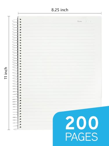 Image of DOODLE Focus Flow 5 Subject Spiral Notebook Set of 2 | Dark Blue + Dark Blue | 200 Sheets Each, College Ruled Paper | Multi Subject Notebooks with Dividers & Water Resistant Covers