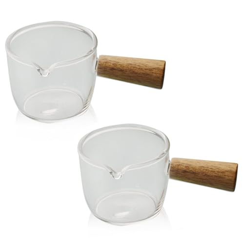 FUNOMOCYA 2pcs Latte Milk Cup Small Coffee Cup Frothing Pitcher Milk Frothing Pitcher Sturdy Glass Structure