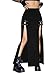 Black Punk Skirts for Women High Waist Buckle Slit Goth Club Rave Skirt Medium