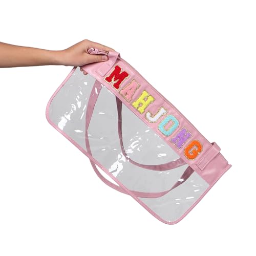 Bolsa de mahjong bordada con cremallera y gran capacidad transparente 4
