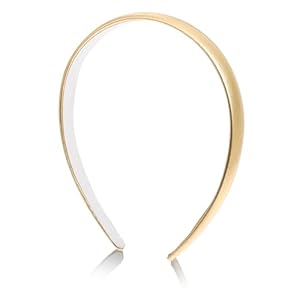 Gold Headband for Women and Girls, 0.5 Inch Satin Hard Headband Cute Golden Hairband Fashion Faux Leather Hair Accessories
