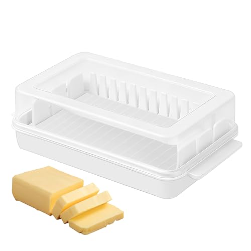 Beurrier Facile à Nettoyer et Réutilisable,Récipient à Beurre Adapté pour Stocker Le Beurre et Le Fromage,Boîte à Beurre Facile à Ouvrir et Résistante à l'Humidité,16.5×5×9.5cm,Blanc