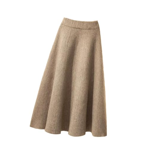 Women Y2k Casual Long Skirt Fall Winter Elastic High Waisted A-Line Casual Female Street Skirts Khaki One Size