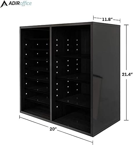 AdirOffice Wooden Adjustable organizerserature Organizer, 16 Compartment Office Mailbox, or Classroom Literature Organizer, Black - Thumbnail 3