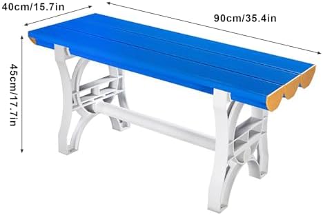 Heavy-Duty Waterproof ABS Plastic Park Bench, 2-Person Outdoor Chair for Gym, Poolside, Bathroom & Lounge, 71in Long, Slatted Seat, 500kg Capacity