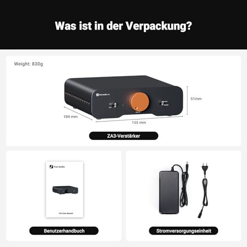 Fosi Audio ZA3 Stereo/Mono HiFi Verstärker mit TPA3255 Chips, Ausgewogenen XLR-RCA-Eingängen und 12V Trigger-In, Mini Verstärker Audio Monoblock für Desktop-Regallautsprecher und Subwoofer