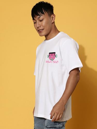 Image of Veirdo Pure Cotton Oversized Loose Fit Drop Shoulder Graphic Printed Men's Half Sleeve T-Shirt (Sizes: S to 2XL)