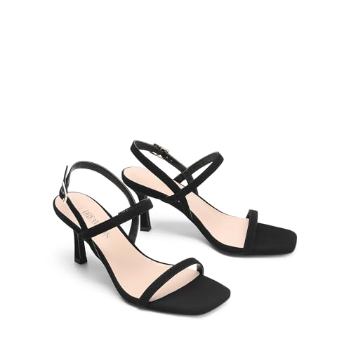 Image of DREAM PAIRS Womens Slingback Heels Square Open Toe Strappy Sandals Ankle Strap High Heeled Dressy Shoes
