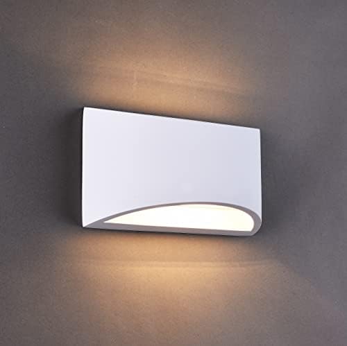 Indoor Modern Plaster Wall Light, Up and Down White Ceramic Paintable Shade, G9 Bulb Cap (Bulb NOT Included), Ideal for Living Room, Kitchen, Bedroom, Hallway, Hotel, B&B