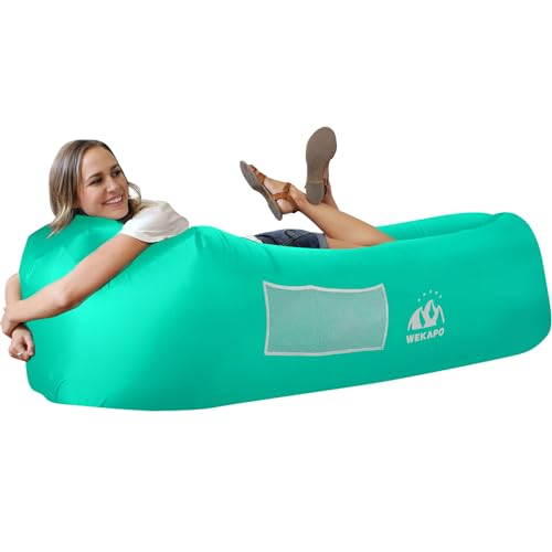 Image of WEKAPO Inflatable Sun Lounger, Air Sofa, Hammock, Portable, Waterproof and Leak-Proof, Ideal for Backyard, Beach, Travel, Camping, Picnics and Music Festivals