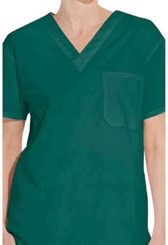 Image of Dickies EDS Signature Scrubs for Women and Scrubs for Men, Unisex One Pocket V-Neck Top in Soft Brushed Poplin 83706