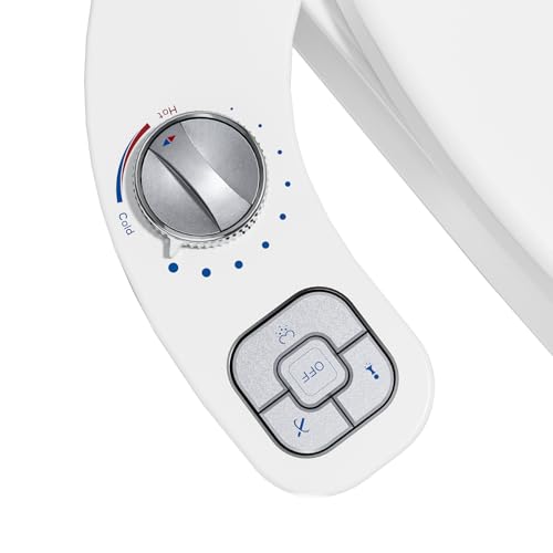 OLUFIA Hot and Cold Bidet Warm Water Bidet Attachment for Toliet Non-Electric Warm Bidet with Adjustable Water Pressure Dual nozzle Rear and Feminine Wash - Self cleaning (Silver)