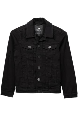 Image of X RAY Boys Denim Jacket, 100% Cotton & Cotton Flex Washed Fall Outerwear Trucker Casual Jean Jacket for Boys, Jet Black, M (10/12)