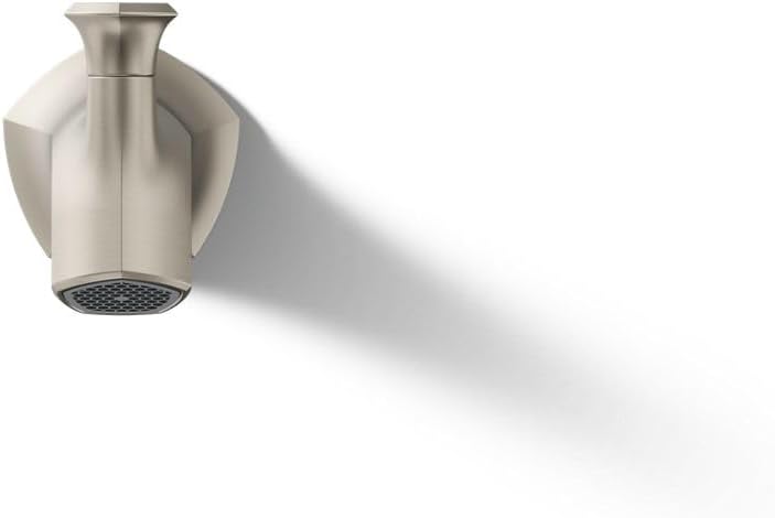 Kohler 27023-BN Occasion Wall-Mount 8" Bath Spout, Diverter Bathtub Spout with Slip-Fit Connection, Vibrant Brushed Nickel