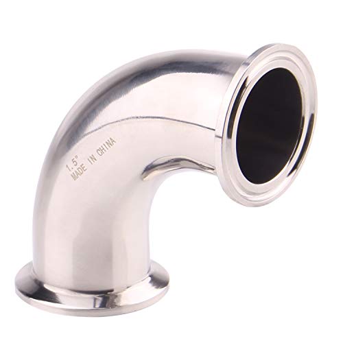 Tri Clamp Elbow- 1-1/2 inch Tube OD Sanitary Ferrule Elbow 90 Degree Pipe Fitting SS304 Tri Clamp 1.5 inch