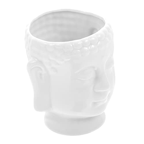 Kisangel 1 Pc Maceta de Buda de simulación Cabeza plantador Maceta de Plantas suculentas Zen Maceta Cactus macetas para Cactus Cemento pequeña Maceta Olla de cerámica Estatua envase