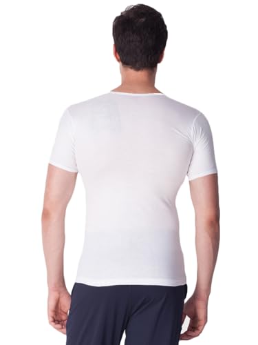Image of LUX VENUS Super Combed Cotton Rib Round Neck Half Sleeve Vest for Men White