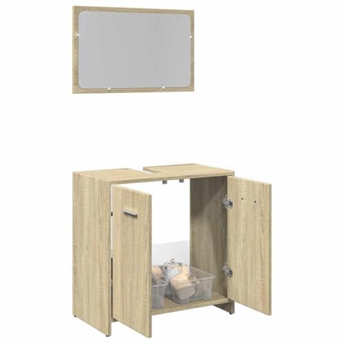 Vetnasa Set de Muebles de baño 2 pzas Madera contrachapada Roble Sonoma Mobiliario, Conjuntos de Muebles, Muebles de baño Marrón 18,15 KG