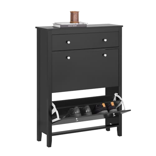 SoBuy Scarpiera Salvaspazio Slim Ingresso - Mobile Scarpiera con Cassetto e 2 Ante a Ribalta per 12...