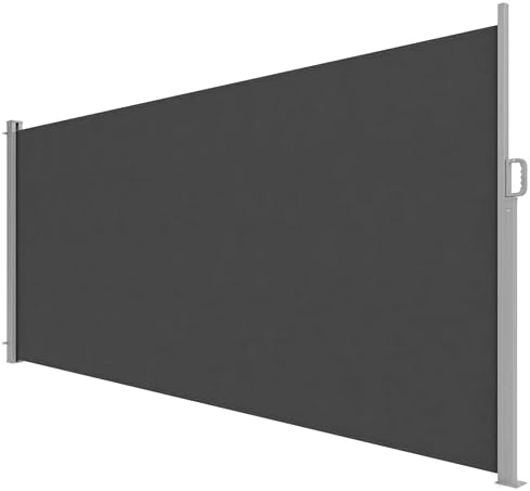 Outsunny Retractable Side Awning, 165" x 73" Outdoor Privacy Screen, Water-Resistant, UV 50+ Room Divider Wind Screen for Patio, Garden, and Balcony, Dark Grey
