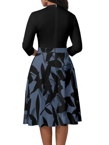 Image of PinkPatty Women's Casual A-line Midi Dresses 3 /4 Sleeve V Neck Fit and Flare Dress with Pockets