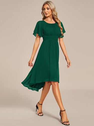 Image of Ever-Pretty Women's Chiffon Crew Neck Empire Waist Wedding Guest Dress Summer Short Sleeve Semi Formal Dresses 02053