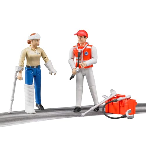 bruder 62710 - Bworld Set Rettungsdienst, Sanitäter, Patient & Zubehör - 1:16 Arzt Krankenwagen Figur Mensch Spielzeug