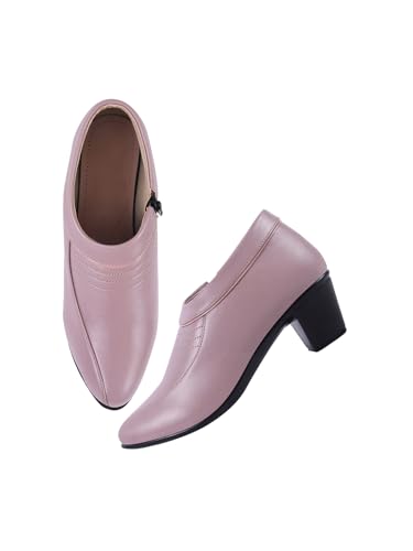 Image of SilverArrow Ankle Length Block Heel Boots Trendy Comfortable Zipper Boots for Womens & Girls Black