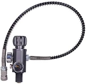 Non regulated 7/8-14UNF paintball fill station paintball pcp air gun charging valve dual gauge up to 4500psi with 20" high pressure hose