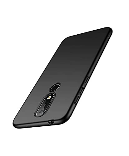 Image of Mobile Back Cover Case for Nokia 5.1 Plus (Silicone Case|CameraProtection|Black SC1510)