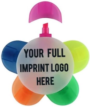Full Imprint 5 Color Flower Highlighters Set Of 100 Pcs Personalized With Your Company Name Or Logo For Your Business Party Corporate Gift