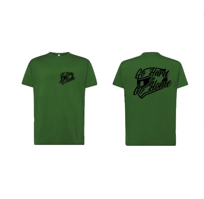 Genérico Camiseta Go Hard or Go Home Moto, para Moteros. SRC SugarRacesCustoms (FR/ES, Letras, XL, Regular, Regular, Verde)