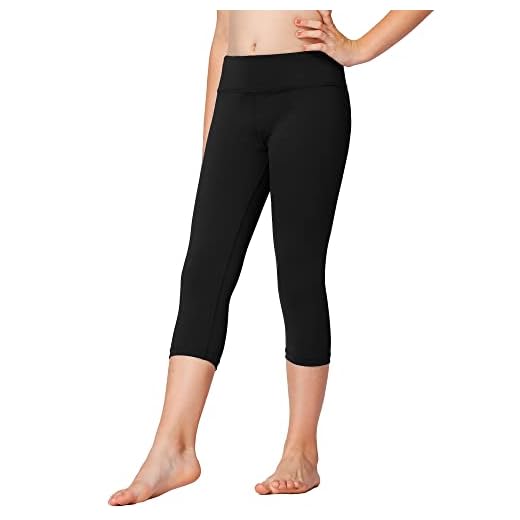 Stelle Girls Active Capri Legging Yoga Pants for Workout Sport Running (Black, L)