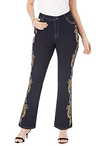 Roaman's Women's Plus Size Plus Size Embroidered Bootcut Jean
