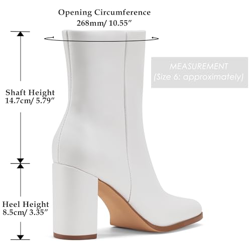 GENSHUO Square Toe Ankle Boots for Women 3.15 Inch High Block Heel Short Boots Fashion Side Zipper Booties Shoes2