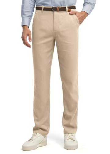 Image of Willit Men's Linen Pants Casual Linen Dress Pants Beach Summer Lightweight Trousers 28 inch 30 inch 32 inch