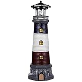 DOITOOL Solar Lighthouse Garden Light Outdoor Solar-Powered Resin Lighthouse Statue Waterproof Yard Lawn Decor with Glowing Light