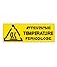 NEW CARTELLO SEGNALETICO UNI - attenzione temperature pericolose - Adesivo Extra Resistente, Pannello in Forex, Pannello In Alluminio (ADESIVO 30X12 CM)