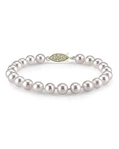 The Pearl Source Japanese Akoya Pearl Bracelet for Women, 7.0-7.5mm
