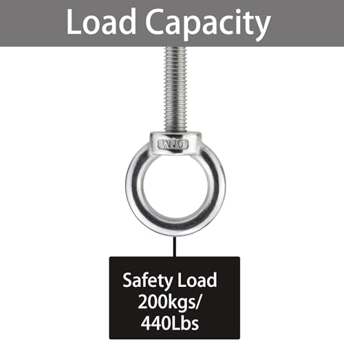 Image of M10 x 38mm Stainless Eye Bolt with Nuts 4 Pack, 3 /8 inch x 1.5 inch Long Shoulder Lifting Ring Eye Bolt for Boat & Hanging, Heavy Duty Marine Grade Threaded Eyebolts for Swing Tie Down Outdoor