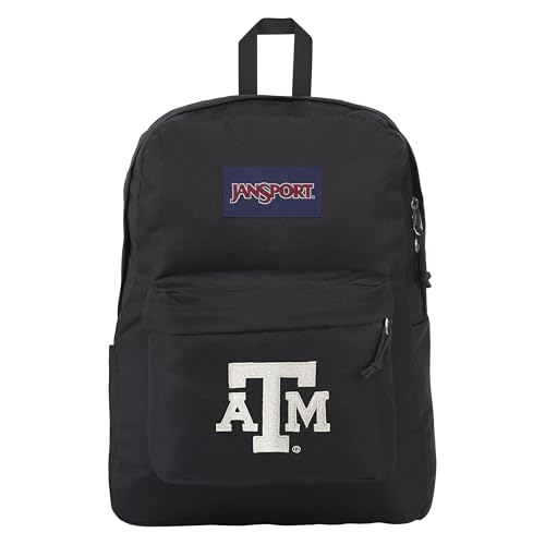 Image of JanSport NCAA Officially Licensed Backpack, Texas A&M Aggies, Superbreak Plus with Padded 15'' Laptop Sleeve, Spacious Computer Bag for Men & Women, Durable Daypack with Bottle Pocket, Black