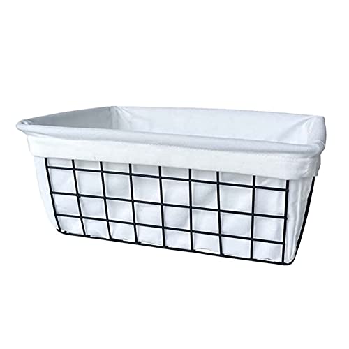 TKOWTB Iron Storage Basket Fabric Storage Basket Desktop Snack Basket 1 Pack Wire Baskets for Storage, Basket Organizer Storage Bin for Kitchen Cabinets A