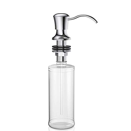 EMBATHER Best Brass Sink Soap Dispenser - Large Capacity 13 OZ Bottle-2.15 Inch Threaded Tube for Thick Deck Installation-Polished Chrome