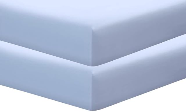 noah's linen Pack of 2 Cot Bed Fitted Sheets 100% Cotton 200 Threads Count:-Hypoallergenic-Elasticated-Breathable-Soft(70 Cm X 140 Cm, Sky Blue)