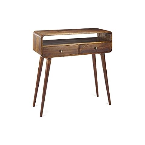 Elm Home And Garden solid wood 2 drawer console hall table 90cm Wide x 90cm high x 35 Deep (Dark) Cover